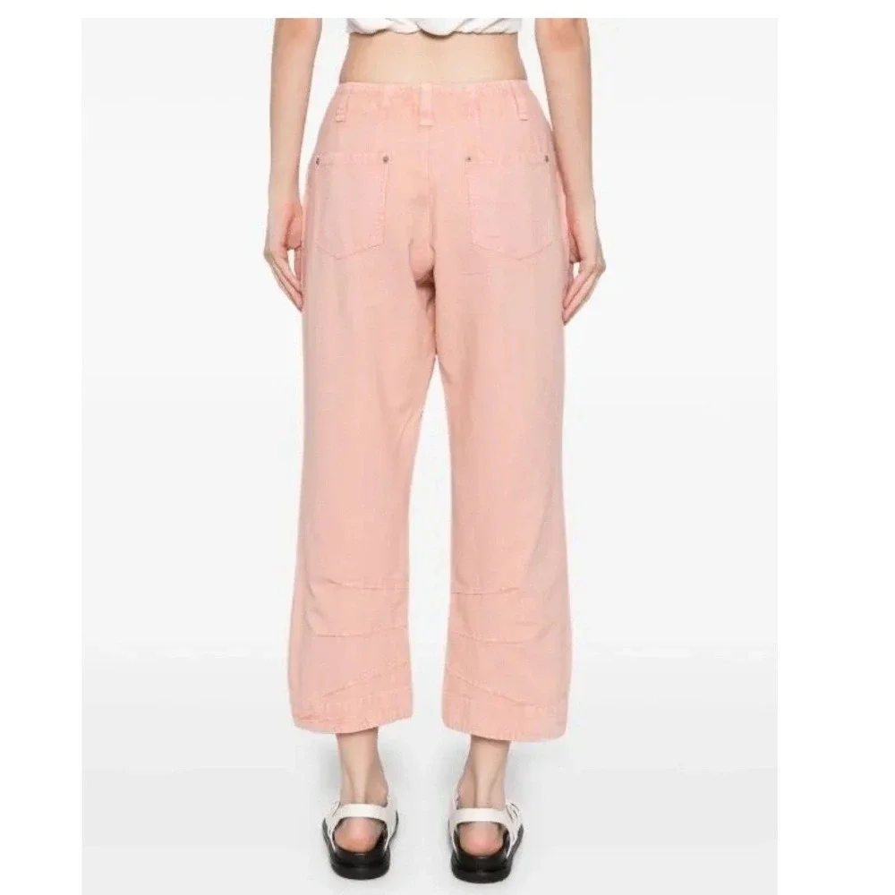 Free People Supersonic Slim Trousers Pink Utility Pants Women SZ 10 Y2K Workwear